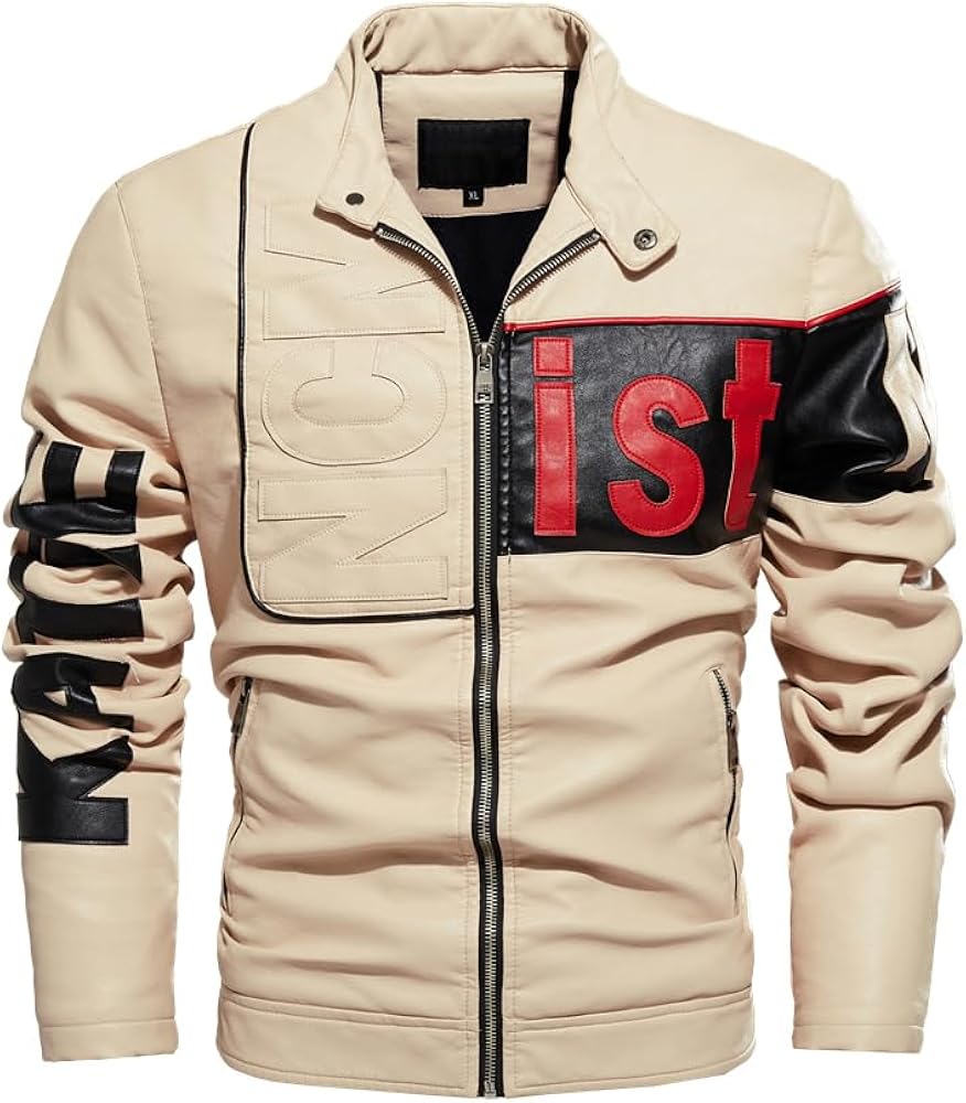 Men's PU Leather Motorcycle Jacket Winter Moto Clothing Fashion Warm Overcoat