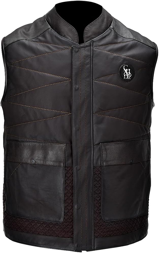 Cuadra Men's Authentic Ovine Leather Vest Dark Brown H354COB