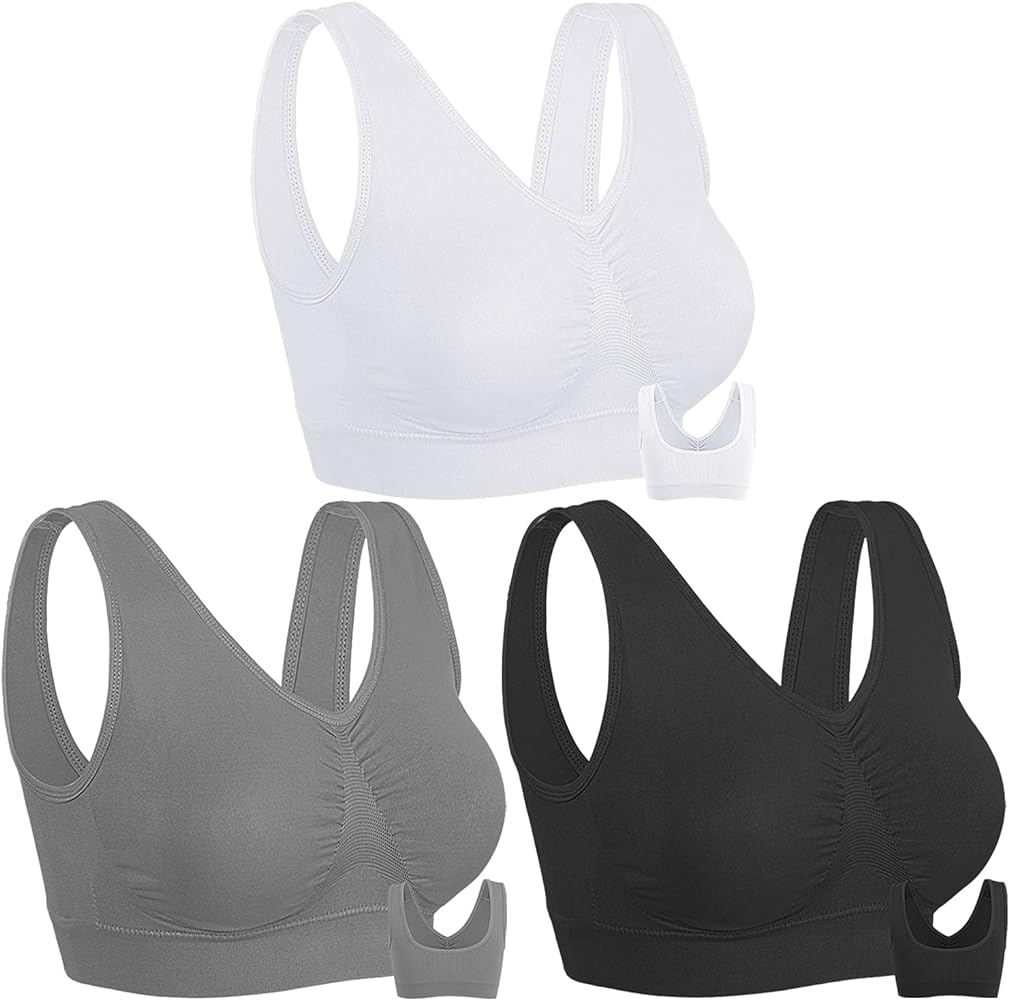 Onory 3 Pack Sports Bras for Women Wirefree Padded Workout Yoga Gym Fitness Bra Medium Support