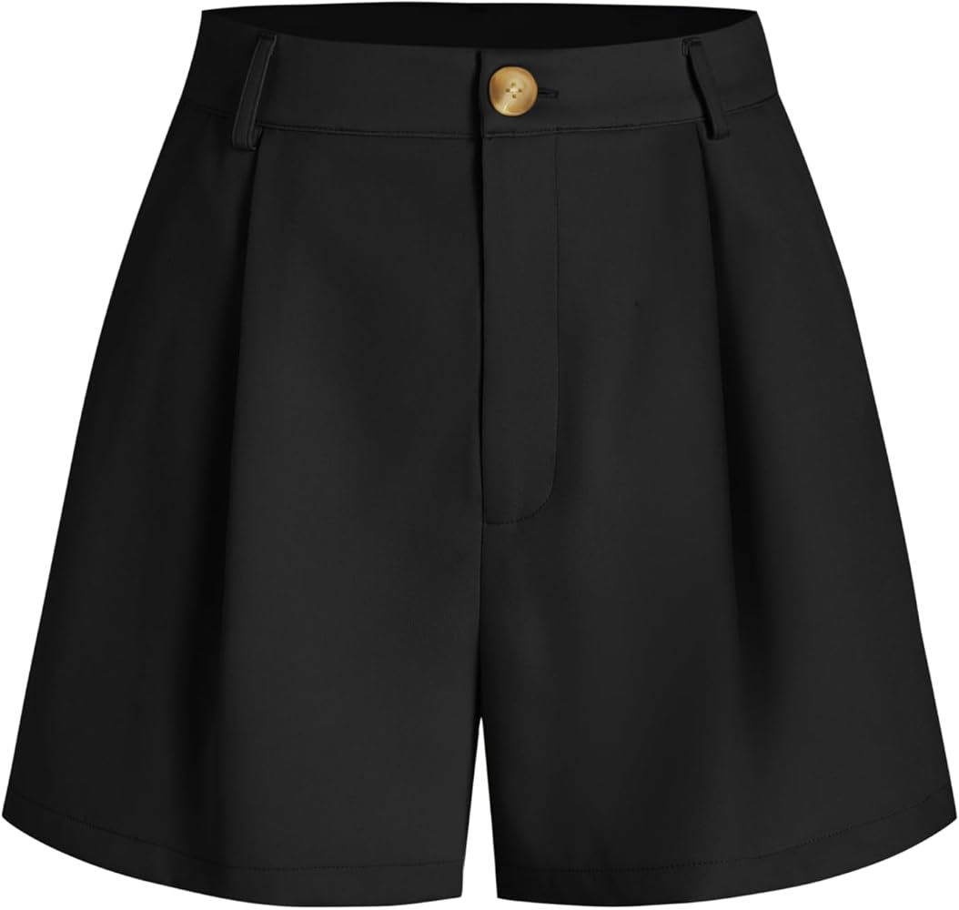 CIDER Pleated Button Straight Leg Shorts