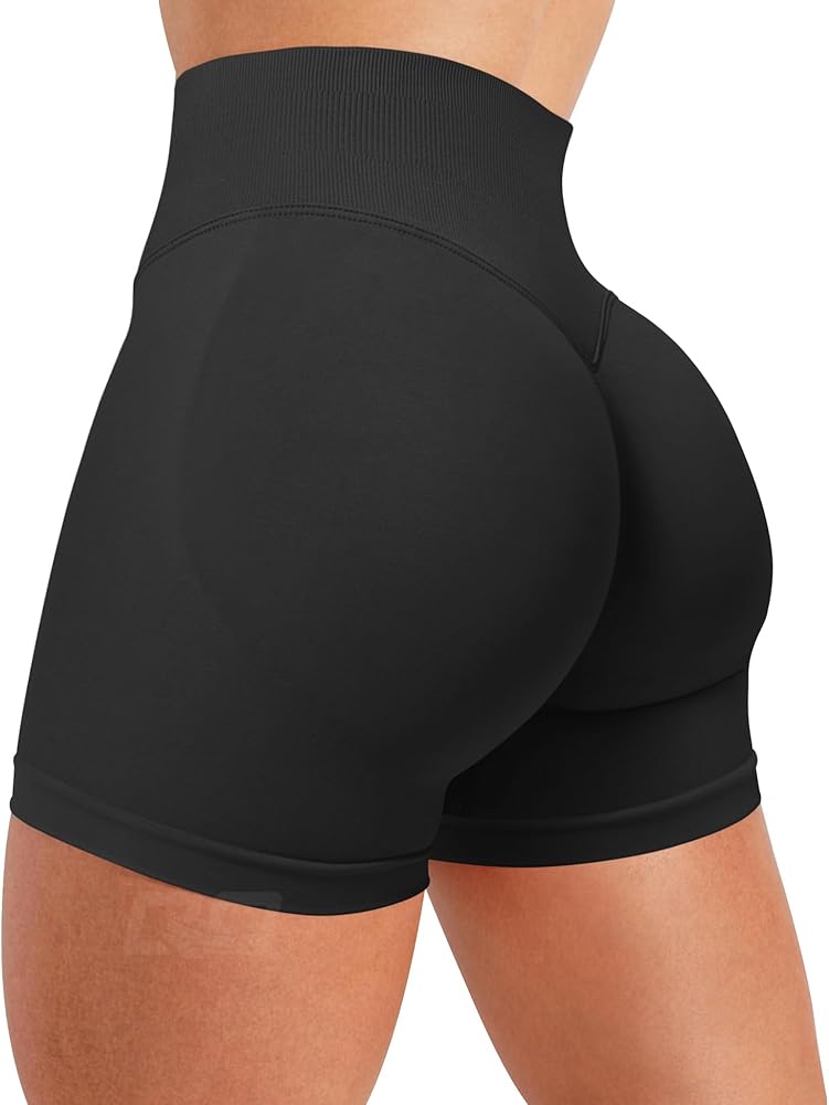 QOQ Women Workout Shorts 4.5" Scrunch Booty Gym Shorts Seamless Butt Lifting Impact Yoga Shorts