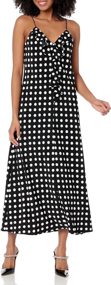 KARL LAGERFELD Women's Polka Dot Ruffle Front Dress