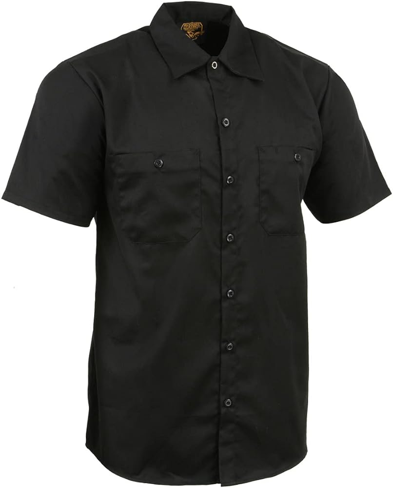 Milwaukee Leather MDM11669 Men's Black Button Up Heavy Duty Work Shirt | Classic Mechanic Work Shirt w/Pockets