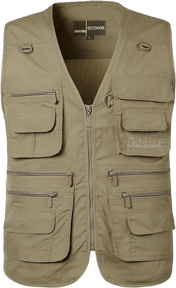 Men's Casual Lightweight Outdoor Vest Quick Dry Fishing Vest Multi Pockets Sleeveless Jackets Hiking Utility Vest