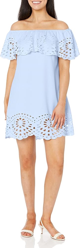 Floerns Women's Off Shoulder Ruffle Loose Tunic Shift Dress