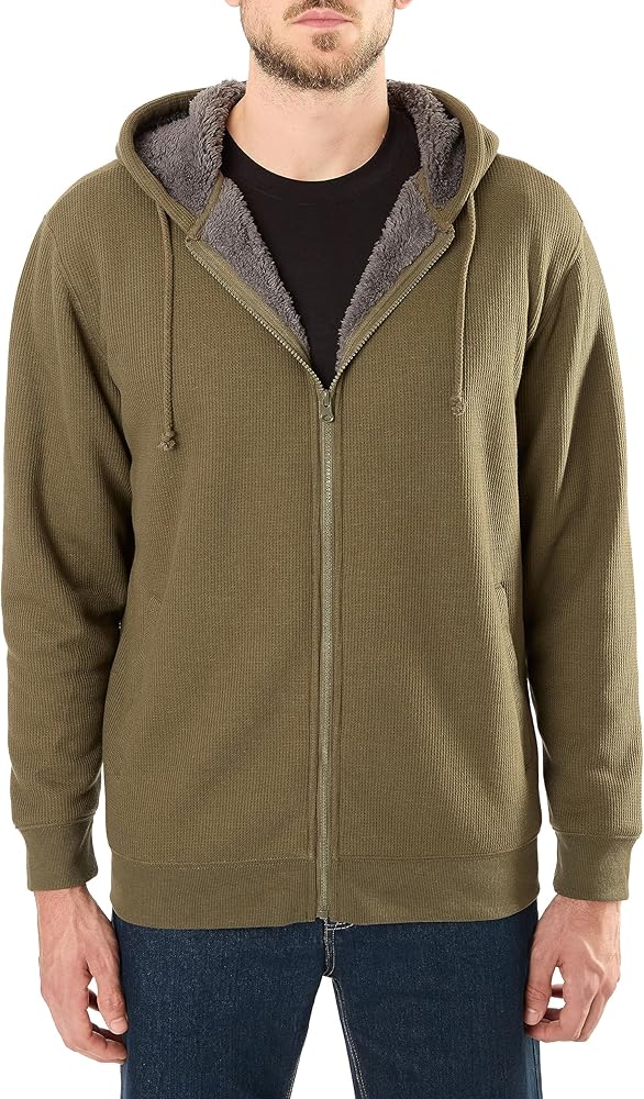 Smith's Workwear Big Men's Sherpa-Bonded Thermal Knit Hooded Jacket