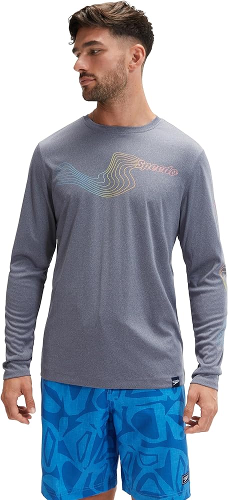 Speedo Men's Uv Swim Shirt Graphic Long Sleeve Tee