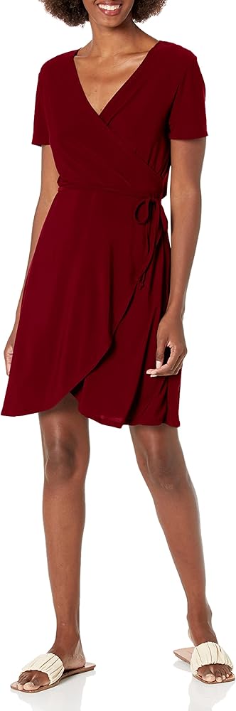 Star Vixen Women's Plus-Size Short-Sleeve Ballerina Wrap Dress