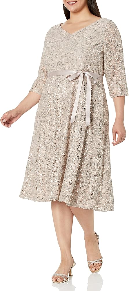 Alex Evenings Women's Plus-size Midi Length Fit and Flare