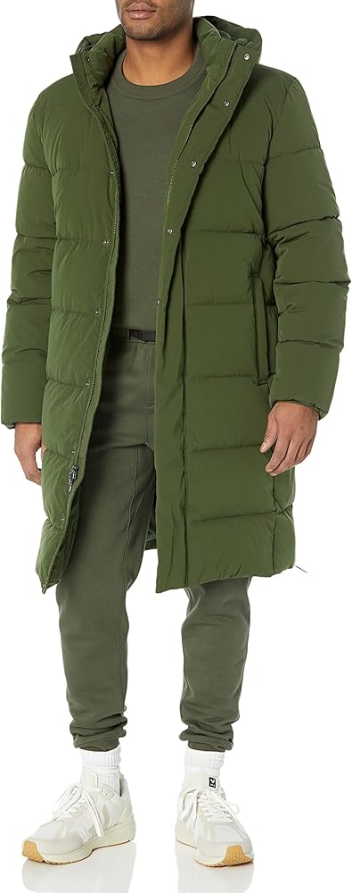 Amazon Essentials Men's Recycled Polyester Hooded Long Puffer