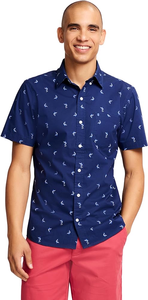 IZOD Men's Breeze Short Sleeve Button Down Patterned Shirt