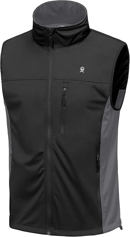 Little Donkey Andy Men's Softshell Vest, Lightweight Golf Vest Windproof Sleeveless Cycling Jacket for Running, Hiking