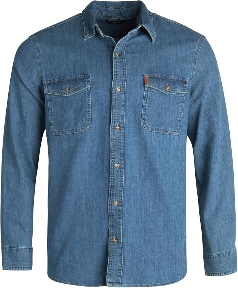 Chaps Mens Big and Tall Shirt - Comfort Stretch Button Down Denim Shirt - Long Sleeve Collared Shirt for Men, L-4X Big & Tall