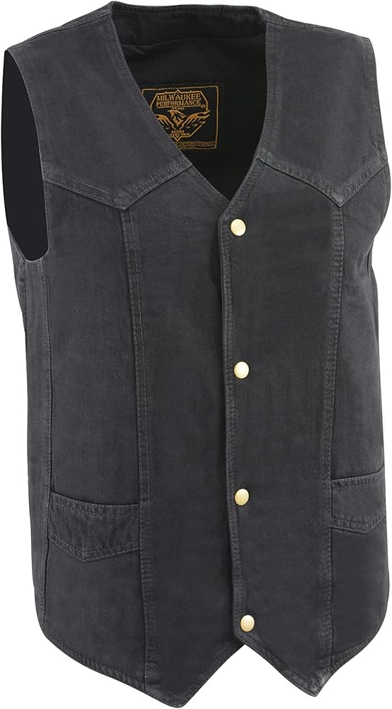 Men's 100% Cotton Basic Denim Vest 2XL (50) Black