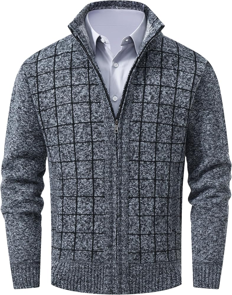 VtuAOL Men's Cardigan Sweaters Casual Full Zip Sweaters Knitted Cardigan with Pockets