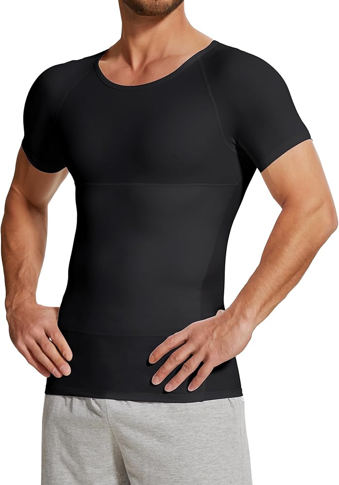 MISS MOLY Compression Shirts for Men Tummy Control Undershirt Gynomastica Slimming Short Sleeve Waist Trainer Shapewear