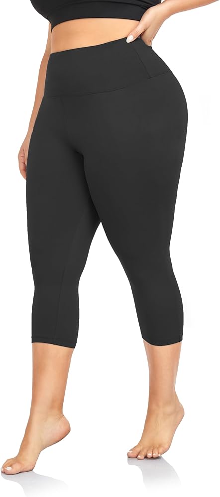 Plus Size Capri Leggings for Women- XL-4XL High Waist Tummy Control Stretchy Workout Yoga Pants Plus Capris