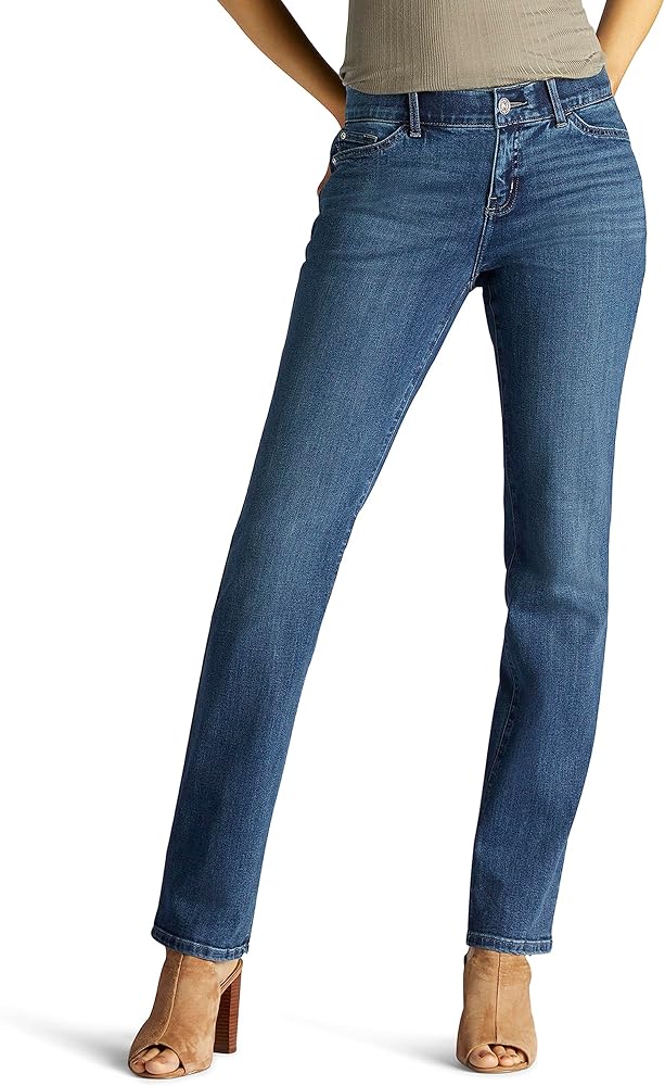 Lee Women's Petite Ultra Lux Comfort with Flex Motion Straight Leg Jean