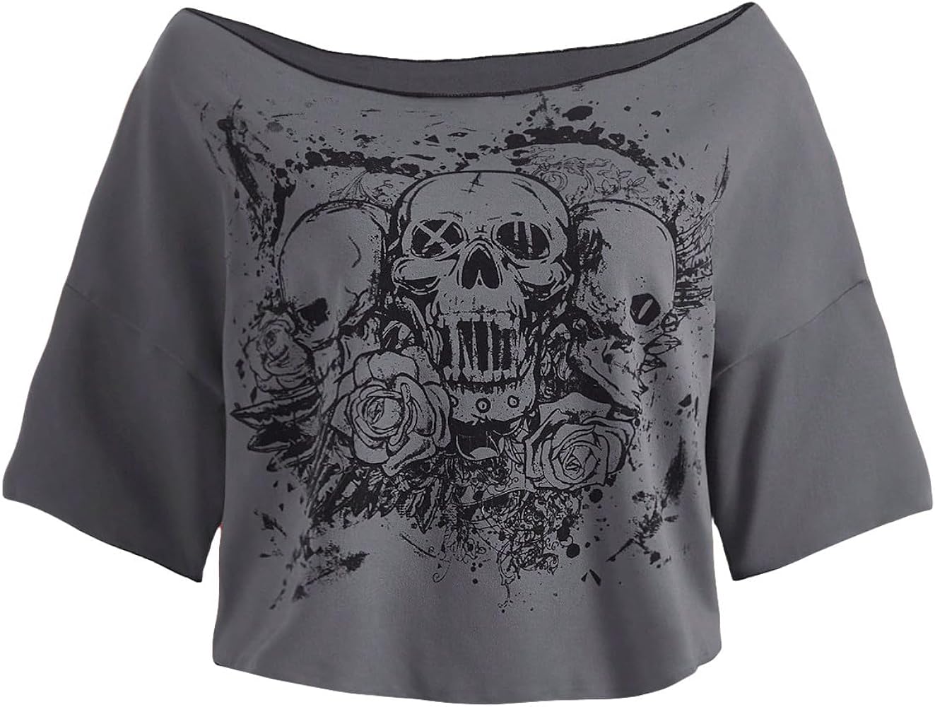 SOLY HUX Women's Y2K Shirt Short Sleeve Crop Tops Graphic Tees Skull Print T Shirts