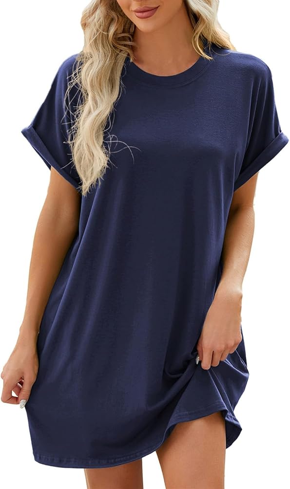 Women’s Casual Summer T Shirt Dress Loose Short Sleeve Tunic Dress with Pocket for Women