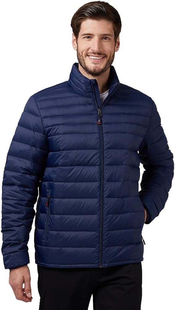 32 Degrees Men's Ultra-Light Down Packable Jacket | Layering | Zippered Pockets | Water Repellent