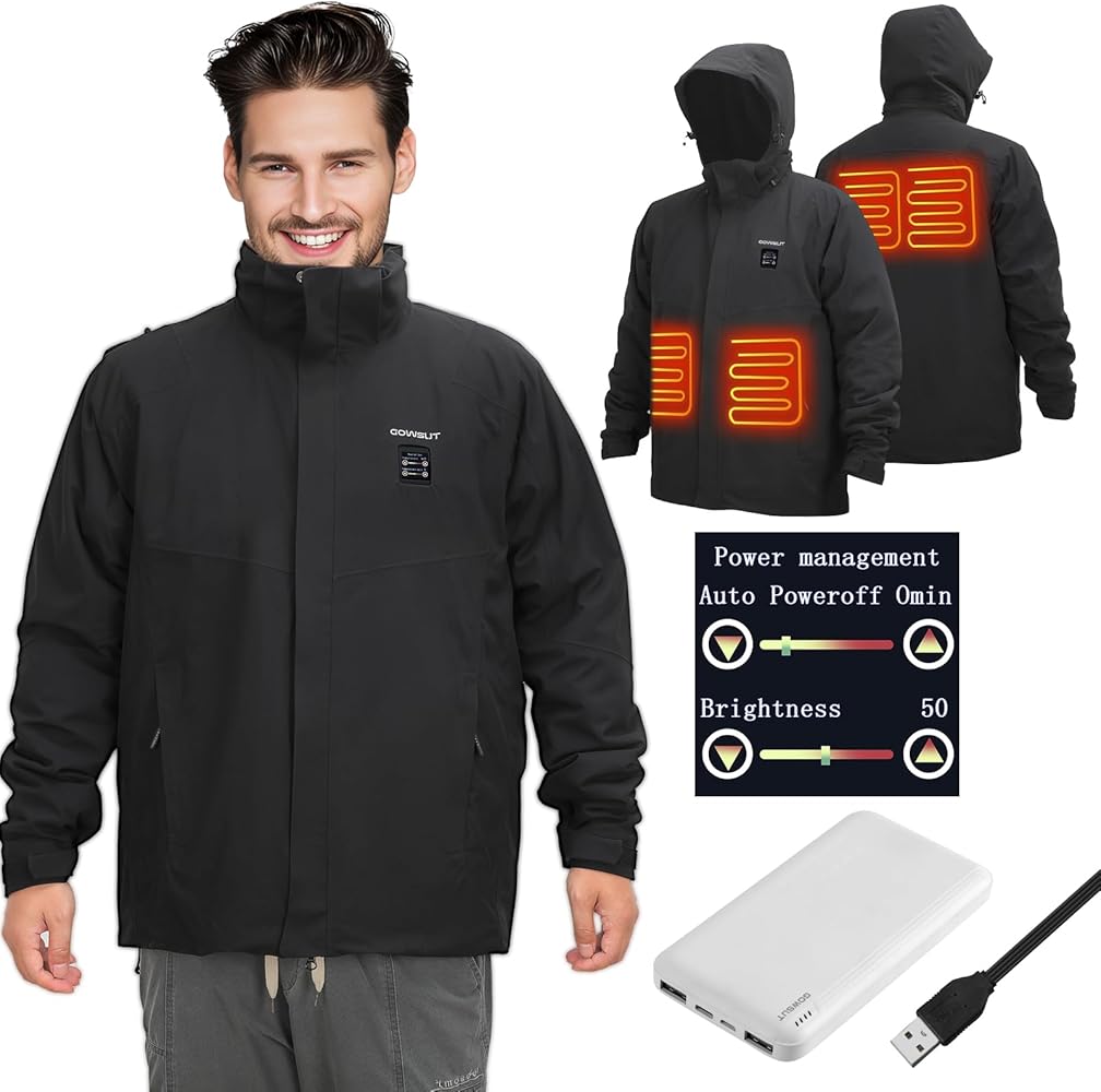 Heated Jackets For Men, High -Tech Patent Technology HD Display Dual Mode Heating,Waterproof Windproof Heated Jackets