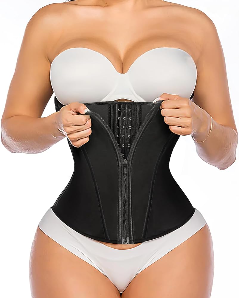 YIANNA Waist Trainer for Women Latex Underbust Tummy Control Waist Cincher Corset Hourglass Body Shaper Zipper and Hooks