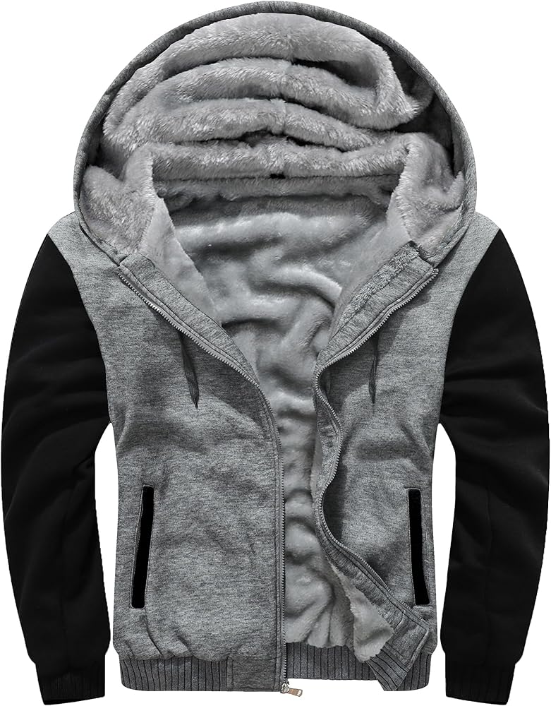 MACHLAB Men's Pullover Winter Workout Fleece Hoodie Jackets Full Zip Wool Warm Thick Coats