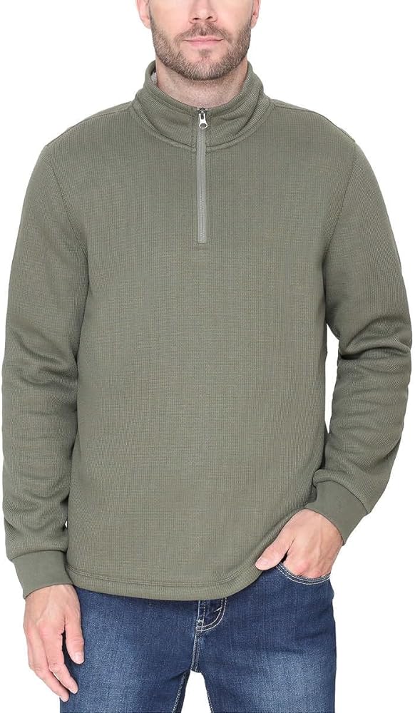 Men’s Bonded Fleece Lined Body Lined Quarter Zip Pullover Top