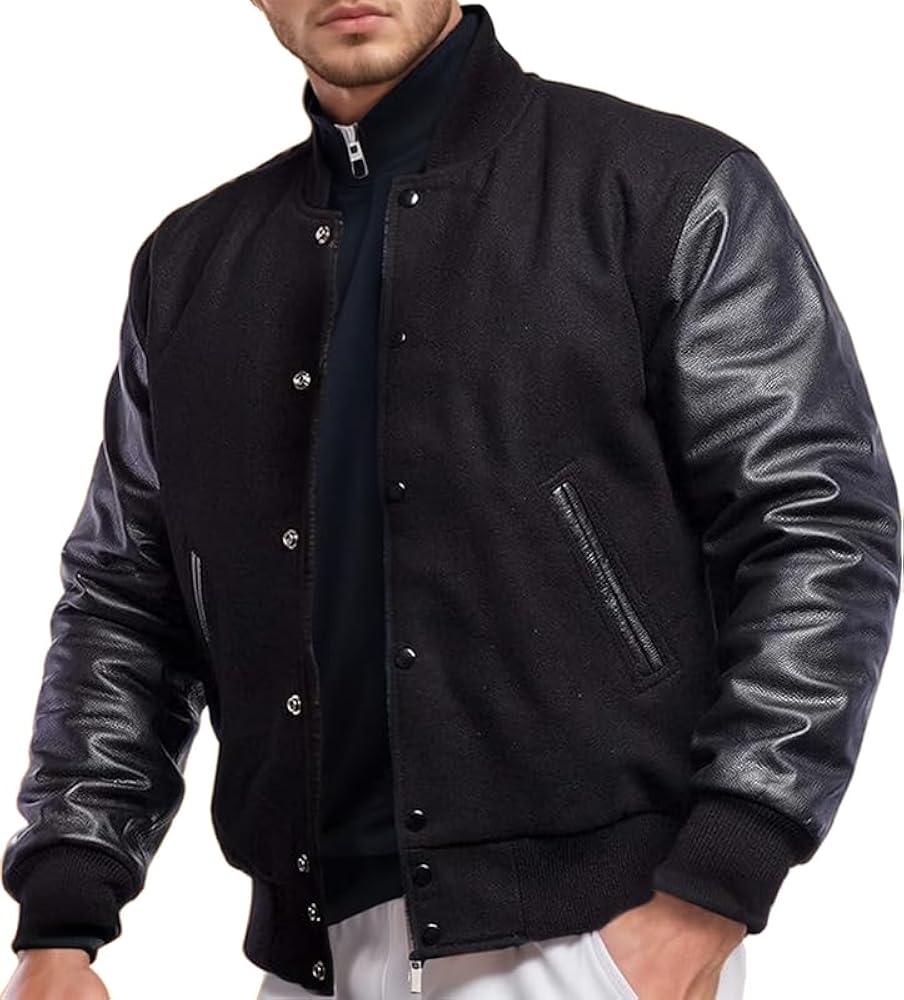 SpazeUp Letterman Jacket Men College Baseball Bomber Jacket | Leather Letterman Jacket Men | mens letterman jacket