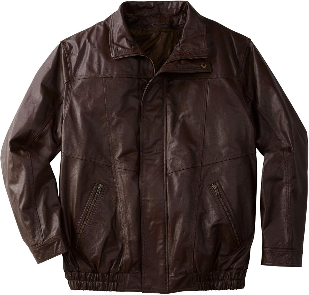 KingSize Men's Big & Tall Leather Bomber Jacket