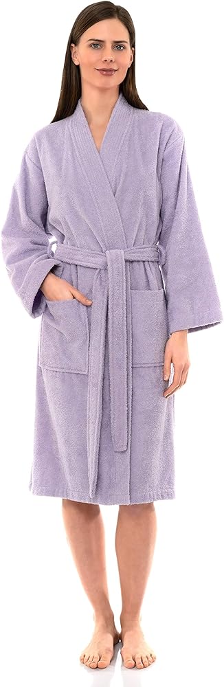 TowelSelections Womens Robe, Kimono Bathrobe for Women, 100% Cotton Knee Length Terry Cloth Robes for Women