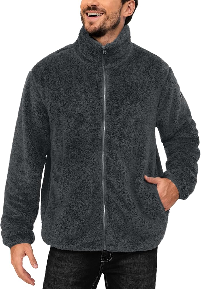 Little Donkey Andy Men's Fleece Jacket, Full Zip Insulation Winter Coat Long Sleeve