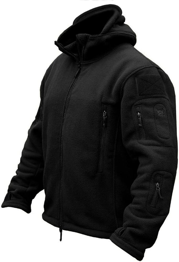 Men's Fleece Jacket Soft Lightweight Military Tactical Outdoor Casual Coats Men Hooded Autumn Outer Adventure Jacket