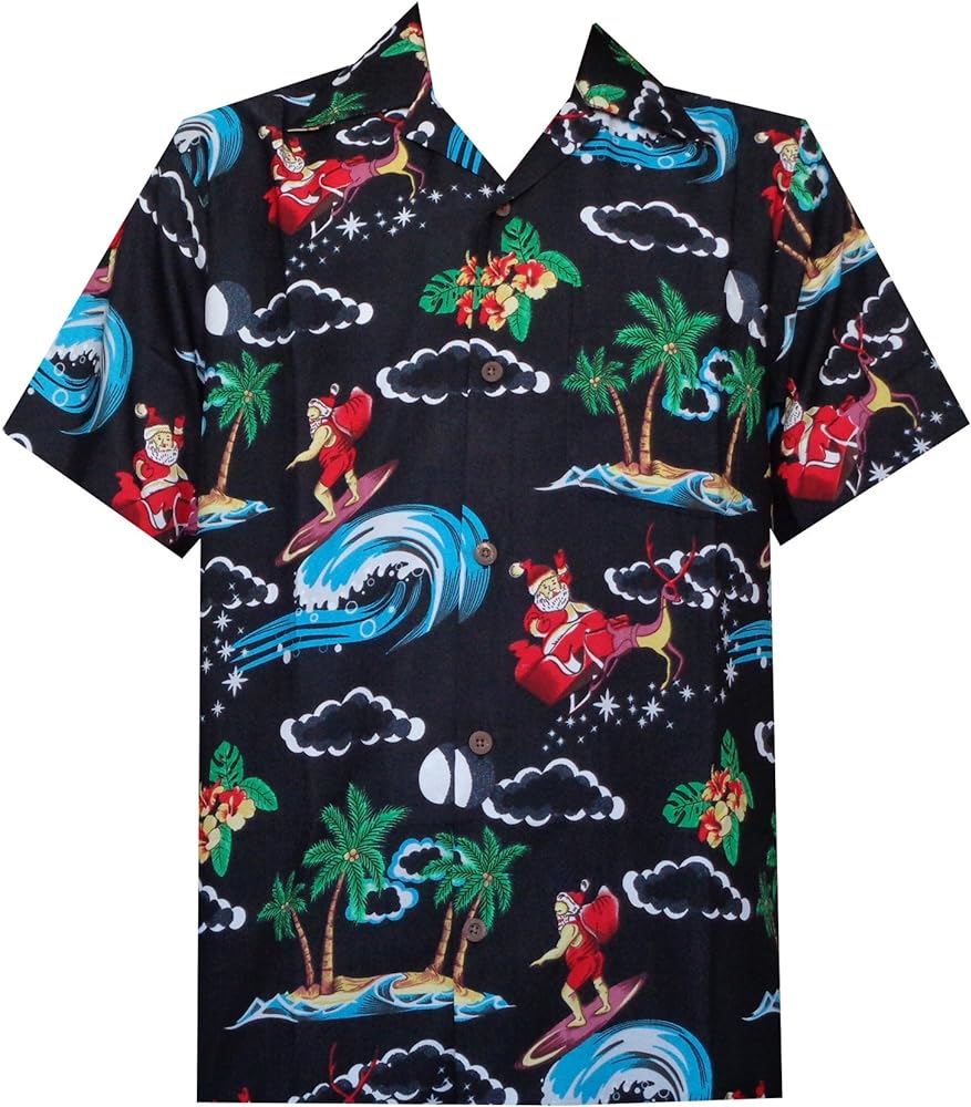 Hawaiian Shirt Mens Christmas Santa Claus Party Aloha Holiday Beach