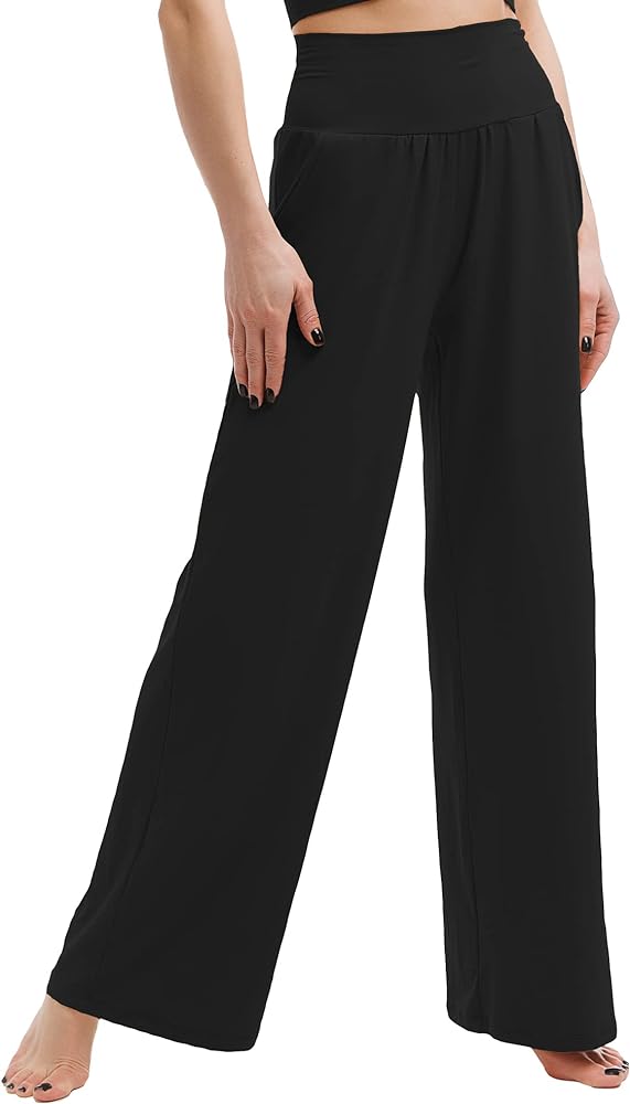 Wide Leg Pants for Women- High Waisted Yoga Sweatpants Comfy Sports Athletic Lounge Pants with Pockets