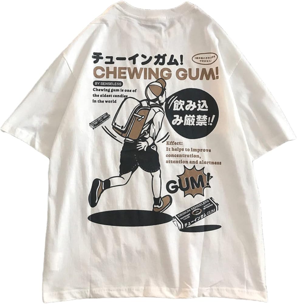 Men Women Japanese Anime T-Shirt Y2K Harajuku Graphic Tee Korean Preppy Short Sleeve Top Vintage Streetwear Oversize Clothes