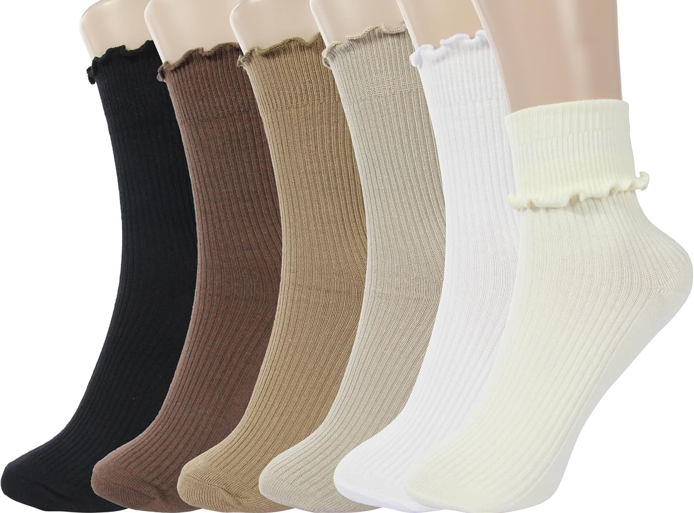 BomKinta Ruffle Socks Women - Turn-Cuff Frilly Sock - Lightweight Cotton Socks