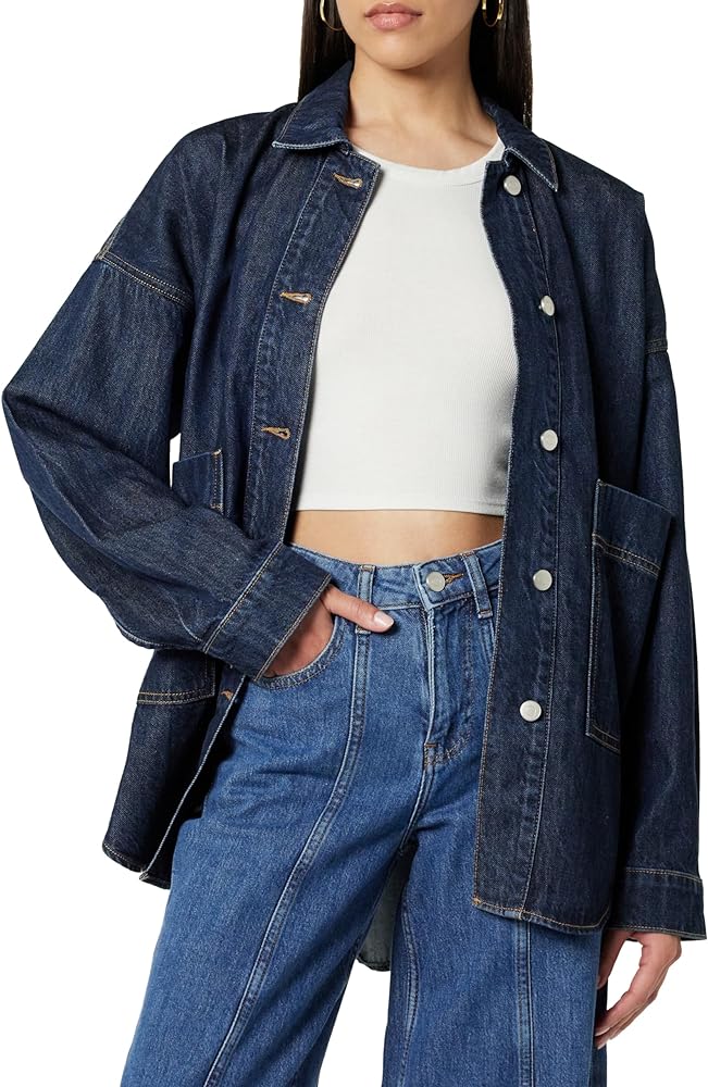 The Drop Women's Pilar Long Denim Shirt Jacket