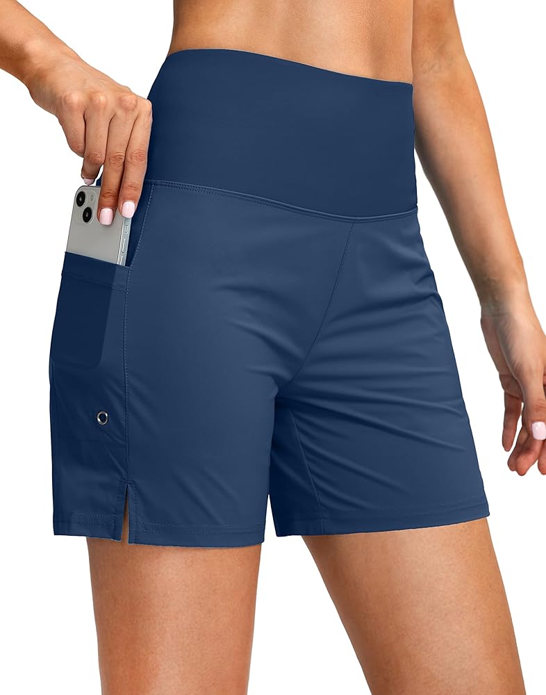 G Gradual Women's 5" High Waisted Swim Board Shorts with Phone Pockets UPF 50+ Quick Dry Beach Shorts for Women with Liner