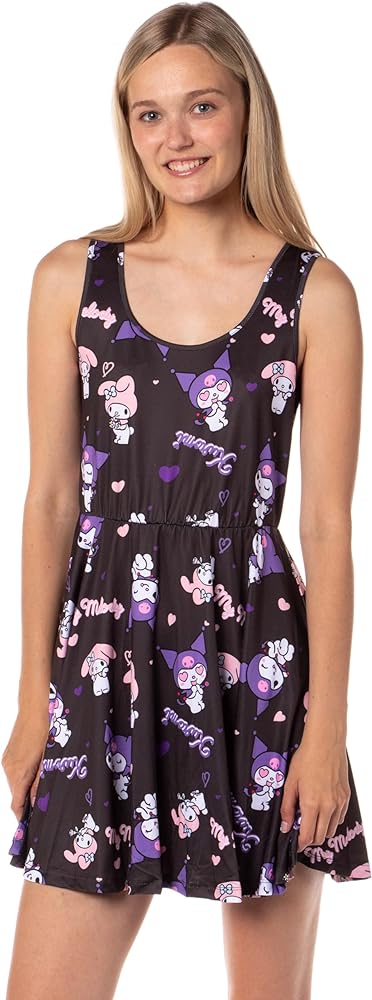 Sanrio Hello Kitty Women's All Over Print Tank Top Adult Casual Summer Spring A-Line Skater Dress