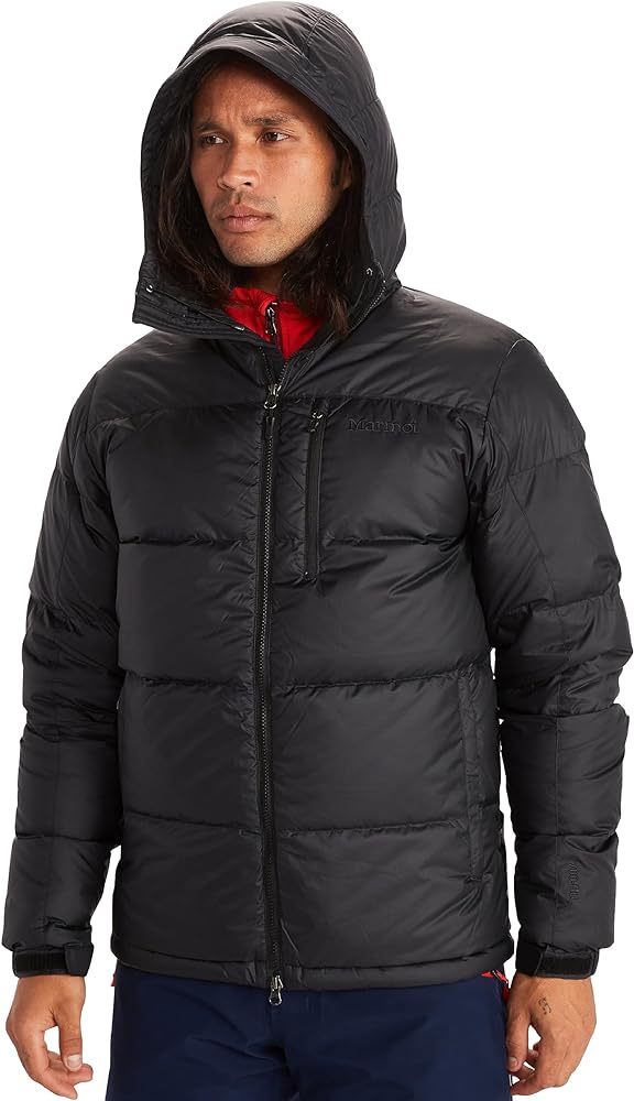 MARMOT Men’s Guides Hoody Jacket | Down-Insulated, Water-Resistant, Lightweight, Jet Black, Medium