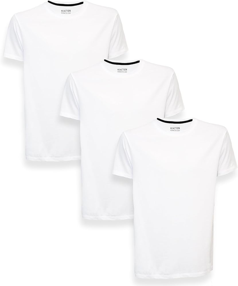 Kenneth Cole REACTION Mens T-Shirt Pack of 3 - UPF 50+ Cotton/Spandex Jersey Slim Fit T Shirts for Men - Tee Shirts 3-Pack