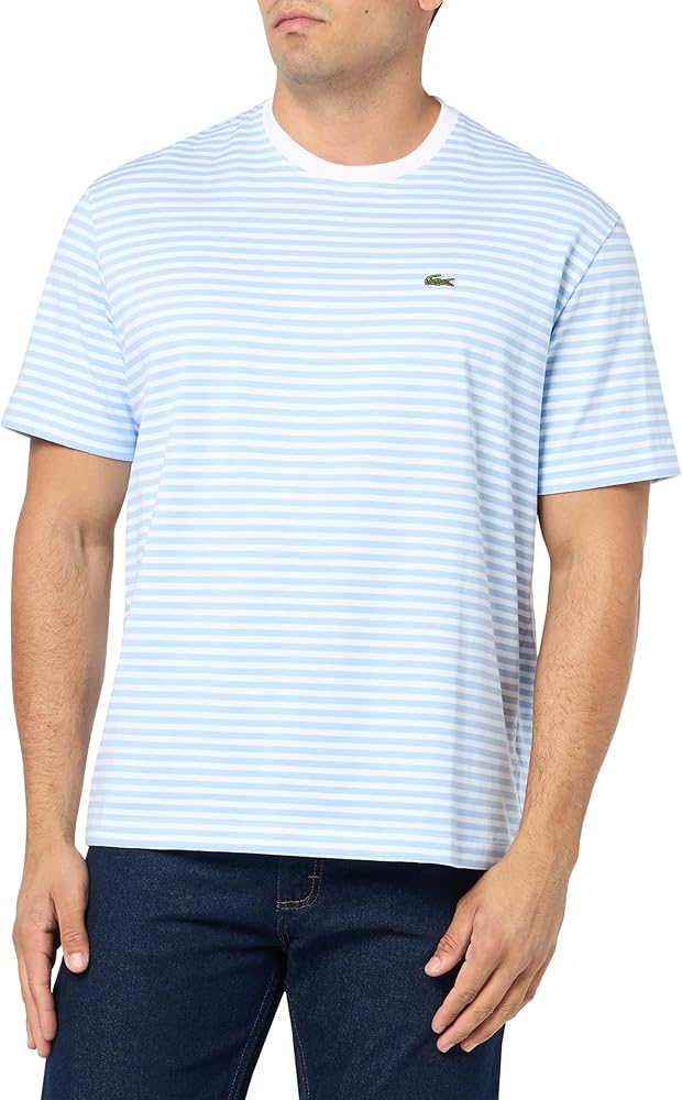 Lacoste Men's Short Sleeve Classic Fit Stripped Crew Neck Tee Shirt