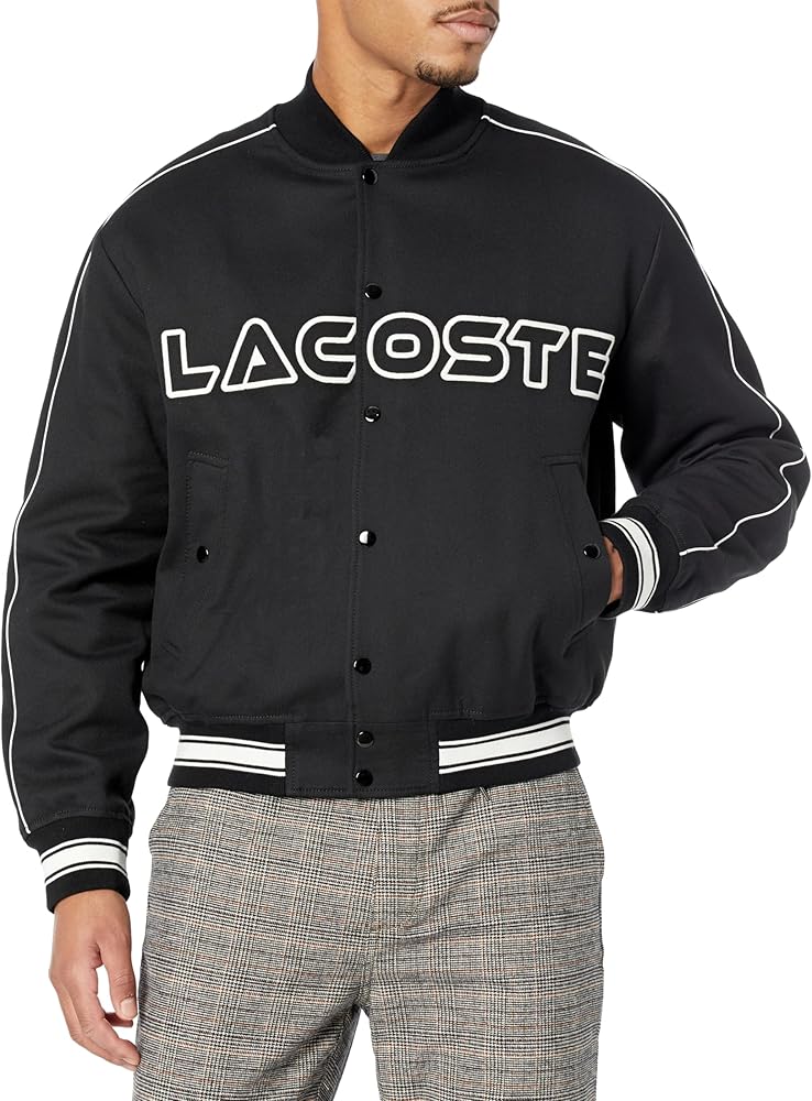 Lacoste Mens Embroidered Cotton Twill Bomber Jacket