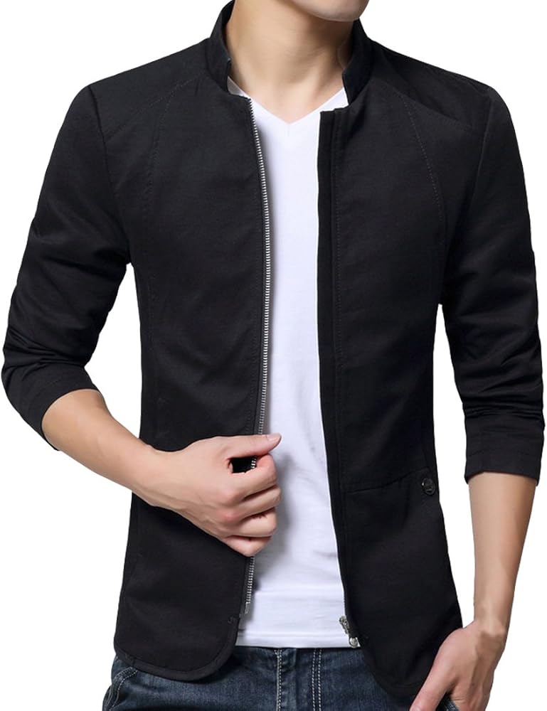 HZCX FASHION Mens Lightweight Cotton Jackets Casual Zip Up Bomber Jacket Outwear