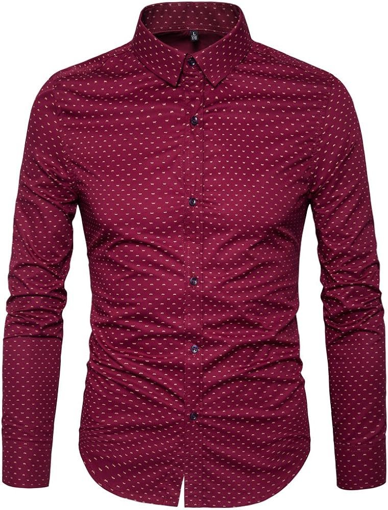 MUSE FATH Men's Printed Cotton Casual Long Sleeve Regular Fit Dress Shirt