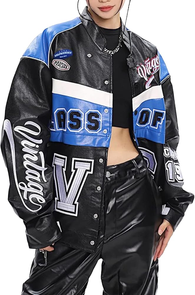 Aelfric Eden Men's Racing Jacket Oversized Varsity Jacket Nascar Leather Bomber Jacket Women Unisex Casual Coats