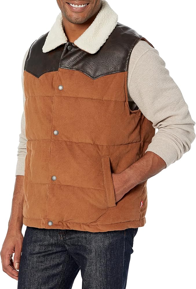 Levi's Men's Out West Mixed Media Puffer Vest