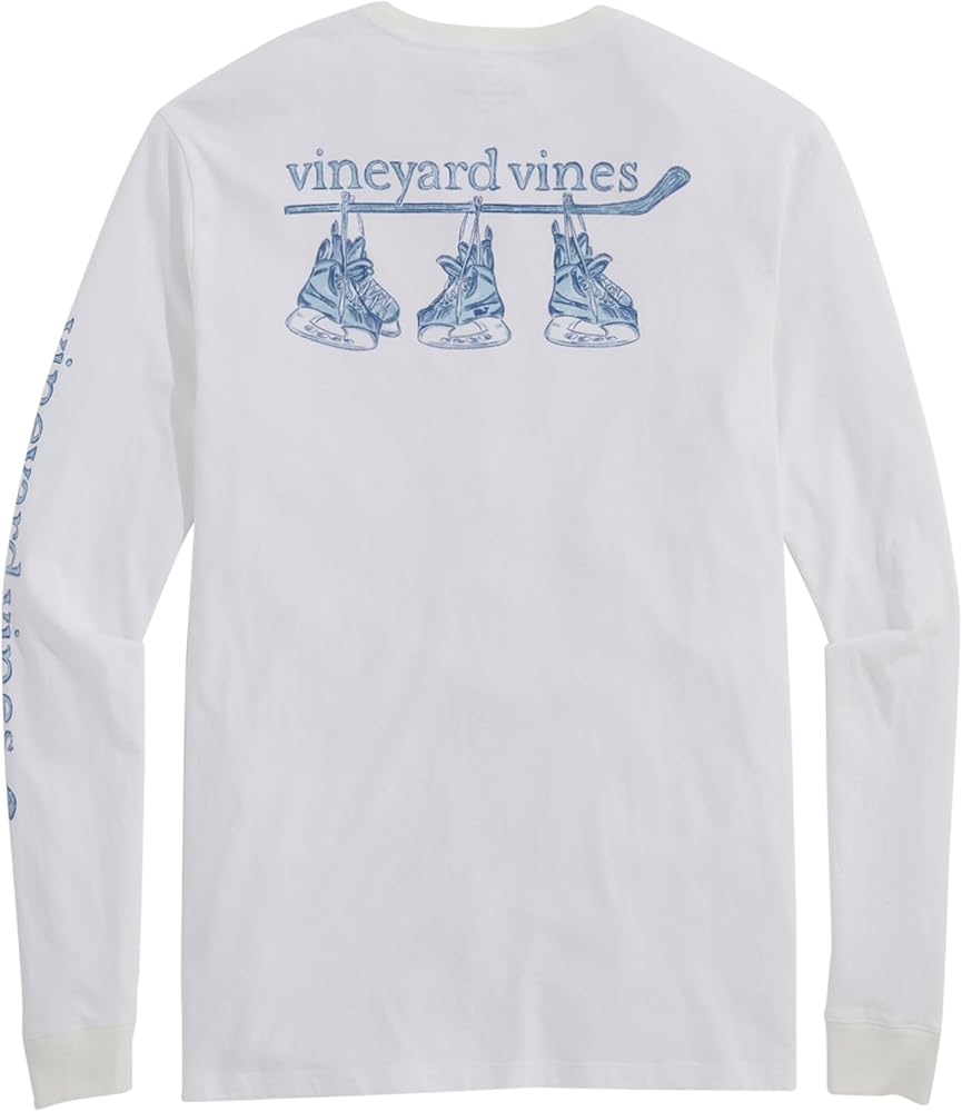 vineyard vines Men's Sketched Hockey Skates Long-Sleeve Pocket Tee